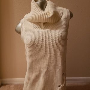 BCX Cream sleeveless cowl neck sweater